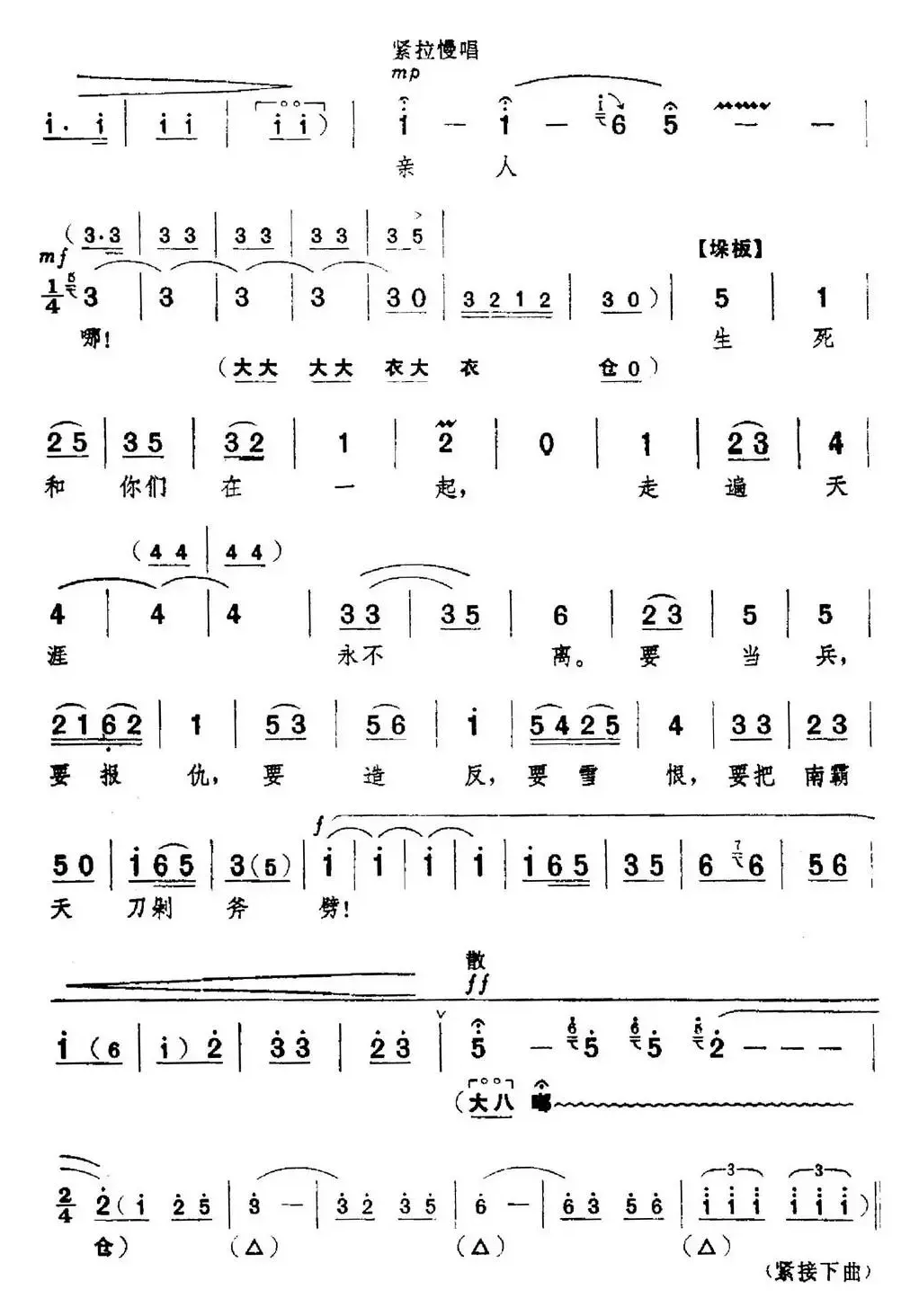 革命现代京剧《红色娘子军》全剧主旋律乐谱之第二场 诉苦参军