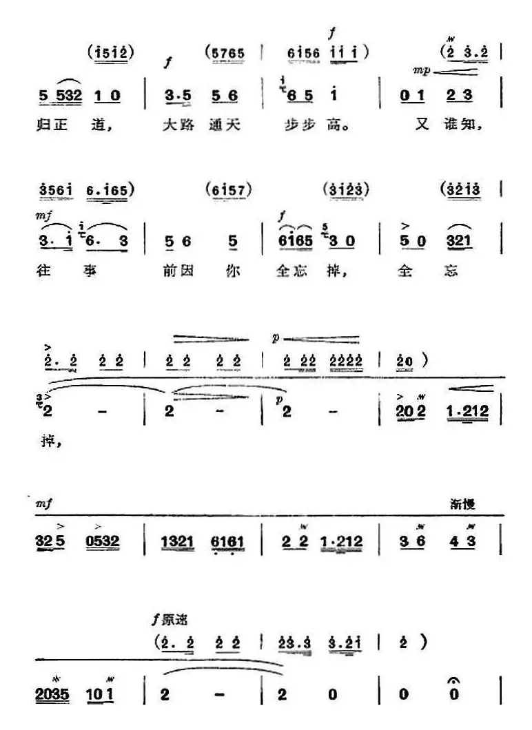 革命现代京剧《杜鹃山》全剧主旋律乐谱之第六场 铁窗训子