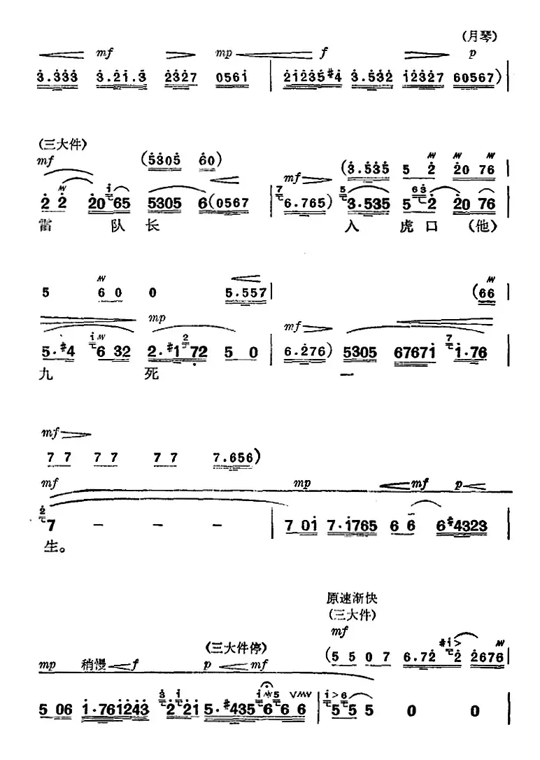 《杜鹃山》第五场·砥柱中流（主旋律乐谱）