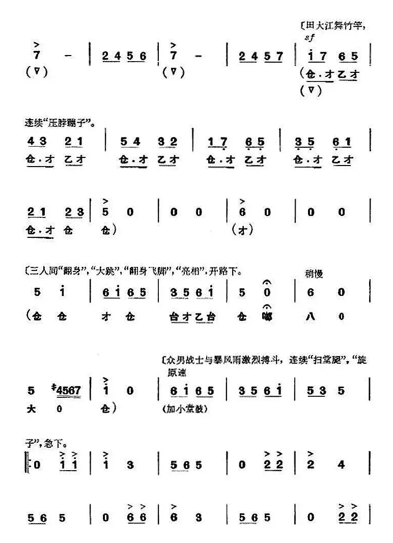 革命现代京剧《杜鹃山》全剧主旋律乐谱之第七场 飞渡云堑