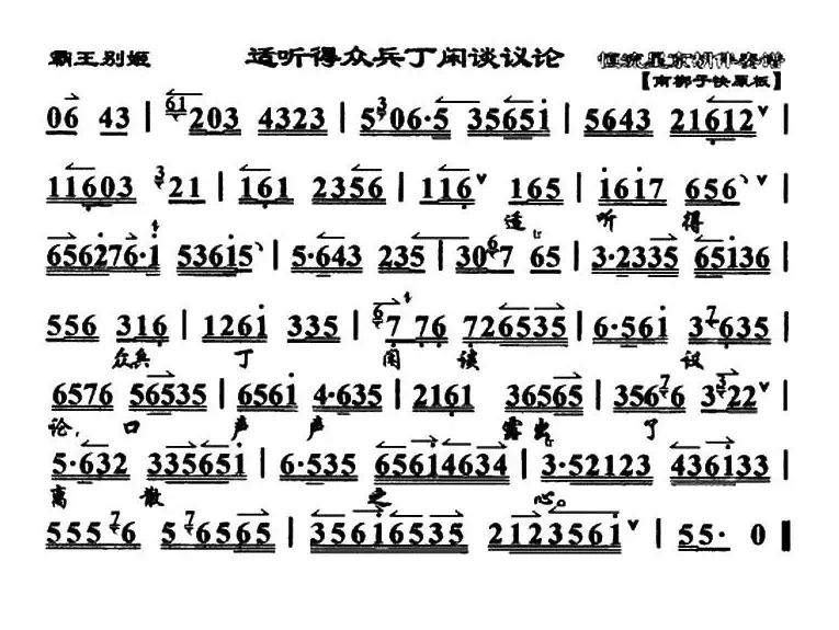 适听得众兵丁闲谈议论（《霸王别姬》选段、琴谱）