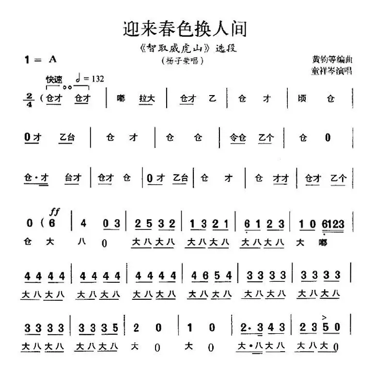 迎来春色换人间（《智取威虎山》选段、杨子荣唱段、童祥岑演唱版）