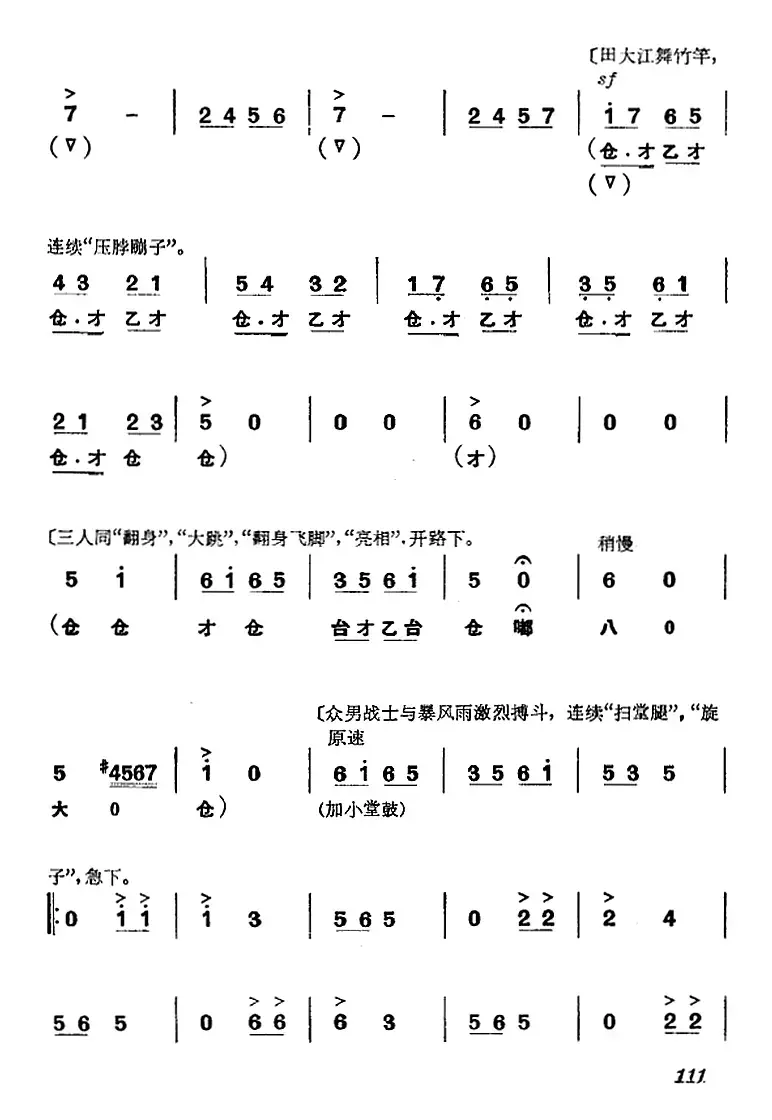 《杜鹃山》第七场·飞渡云堑（主旋律乐谱）