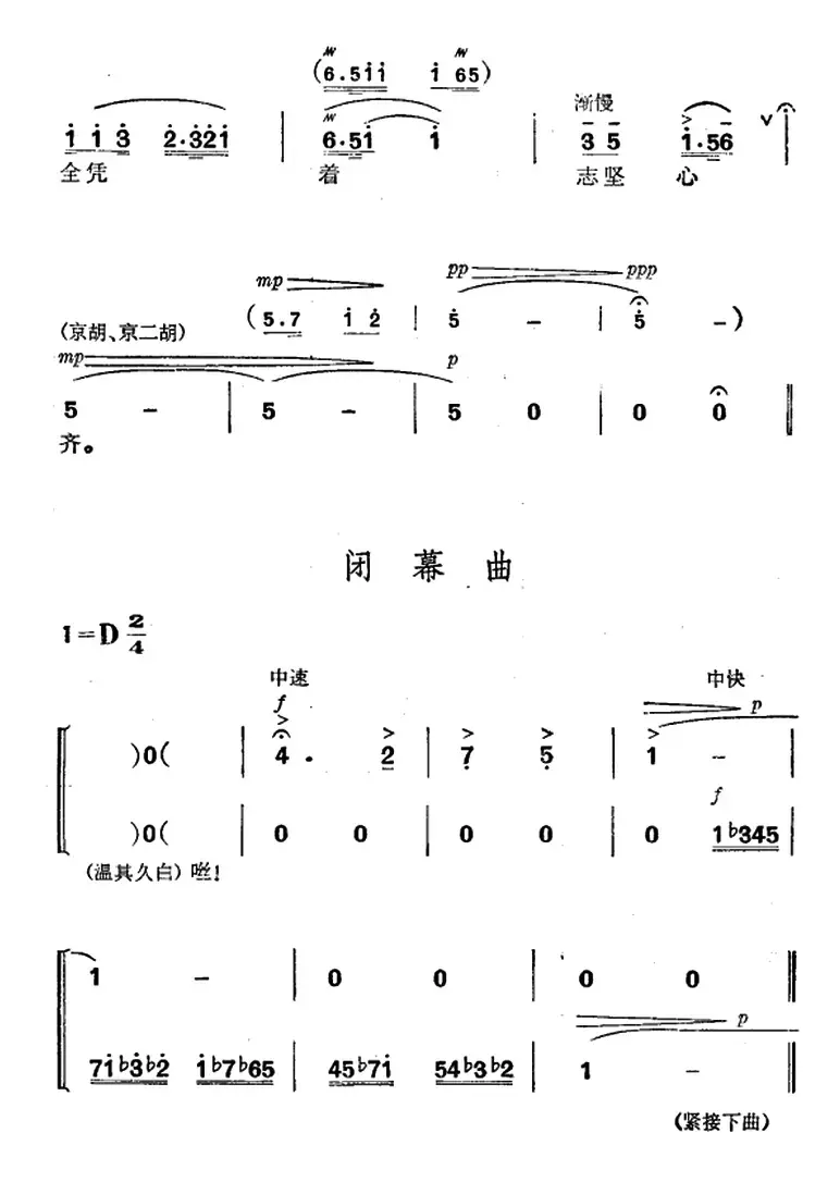 《杜鹃山》第四场·青竹吐翠（主旋律乐谱）