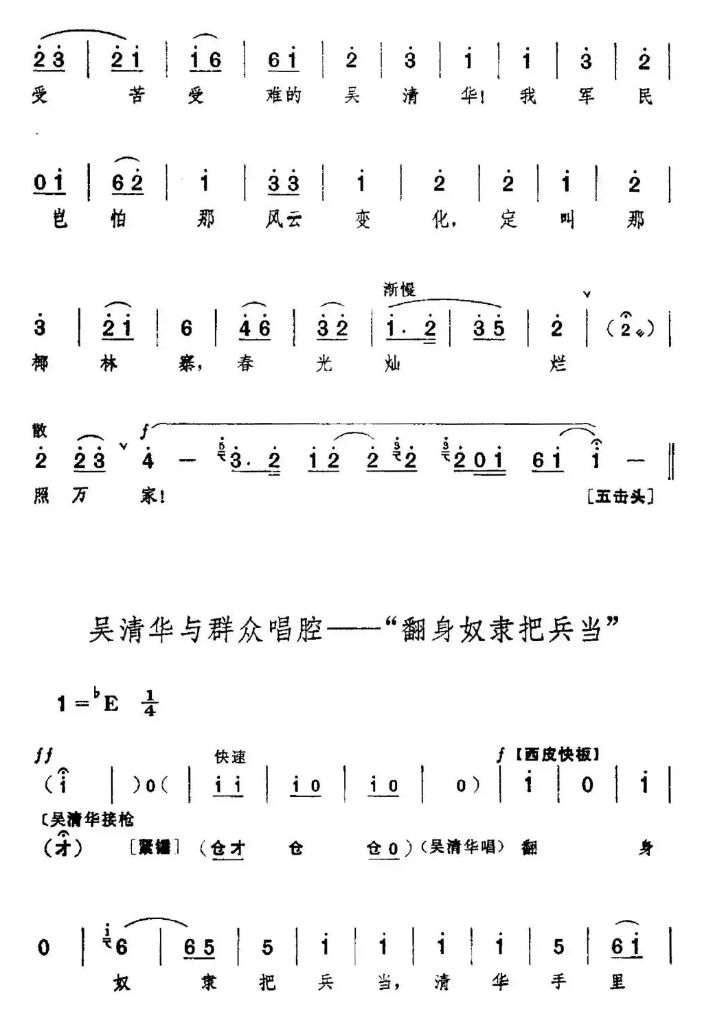 革命现代京剧《红色娘子军》全剧主旋律乐谱之第二场 诉苦参军