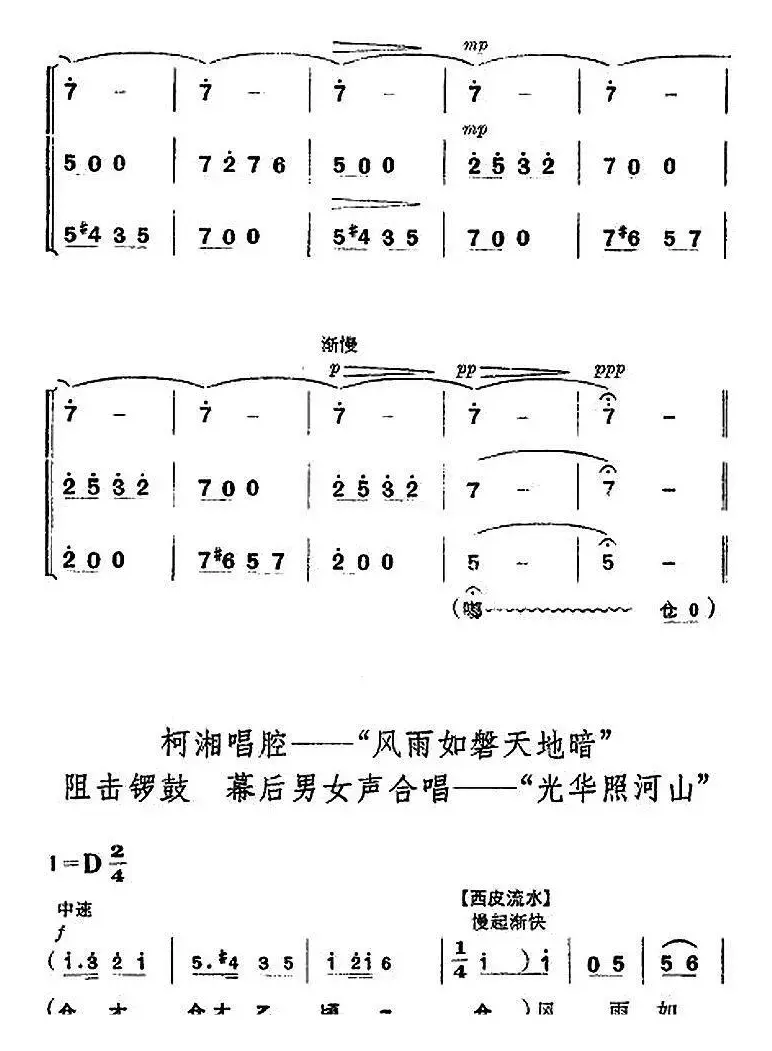 革命现代京剧《杜鹃山》全剧主旋律乐谱之第七场 飞渡云堑