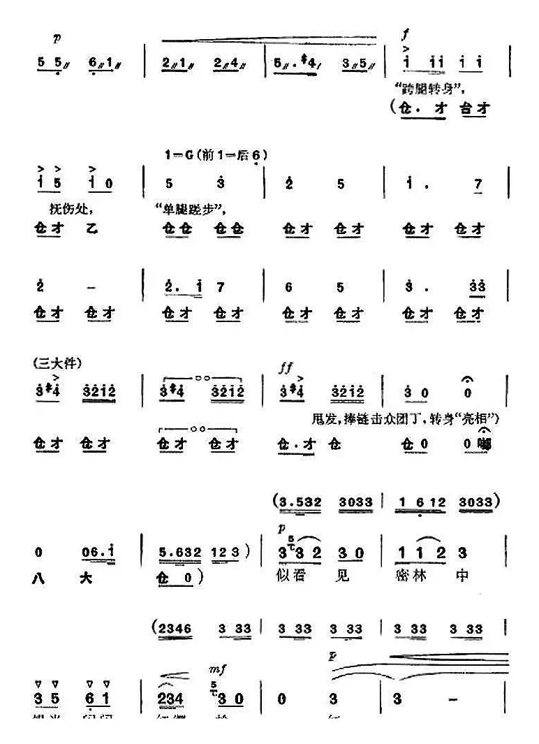 革命现代京剧《杜鹃山》全剧主旋律乐谱之第二场 春催杜鹃