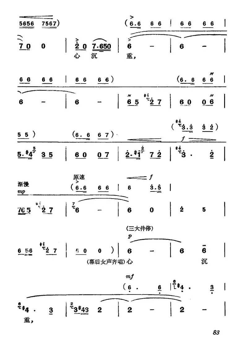 《杜鹃山》第五场·砥柱中流（主旋律乐谱）