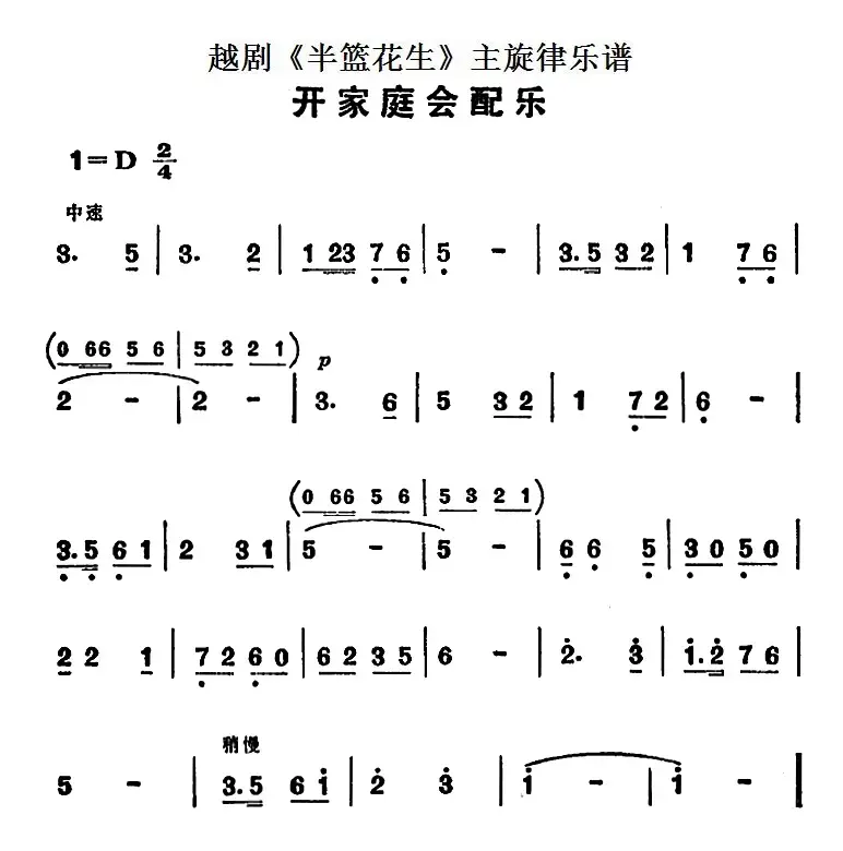 越剧《半篮花生》全剧主旋律乐谱：开家庭会配乐（P26）