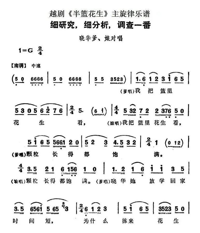 越剧《半篮花生》全剧主旋律乐谱：细研究，细分析，调查一番（P14-17）