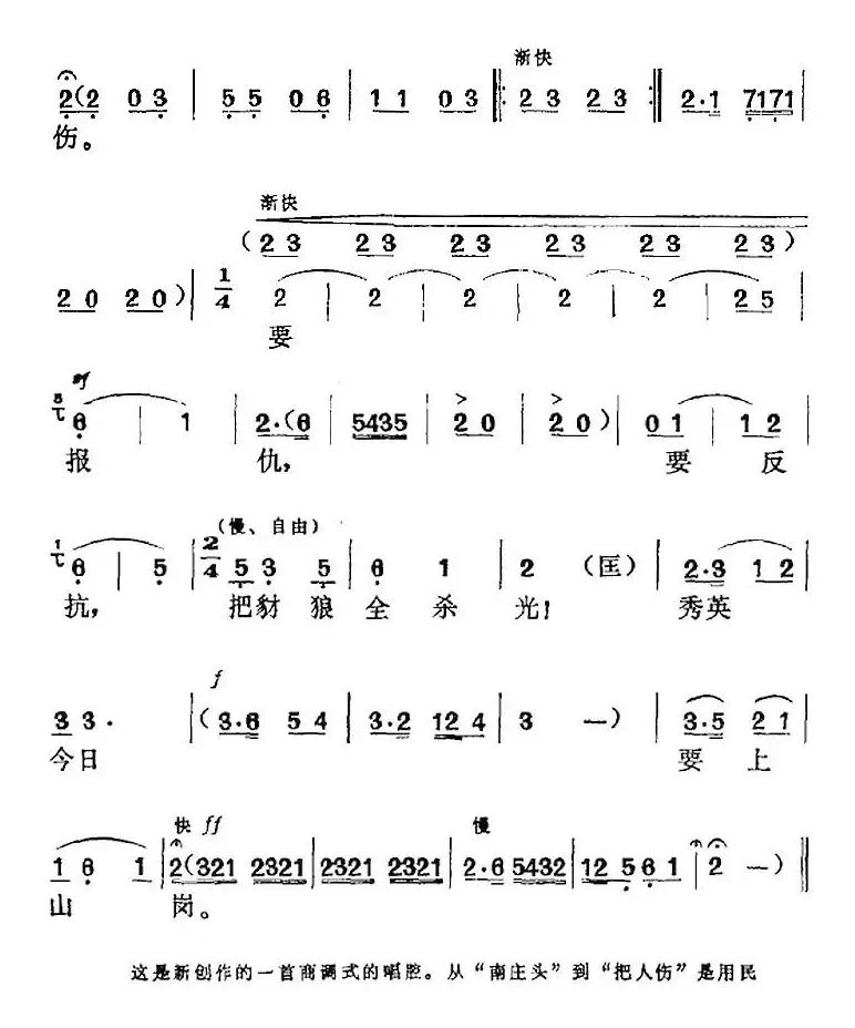 《党的女儿》选曲：南庄头北山岗（第六场 何老爹唱段）