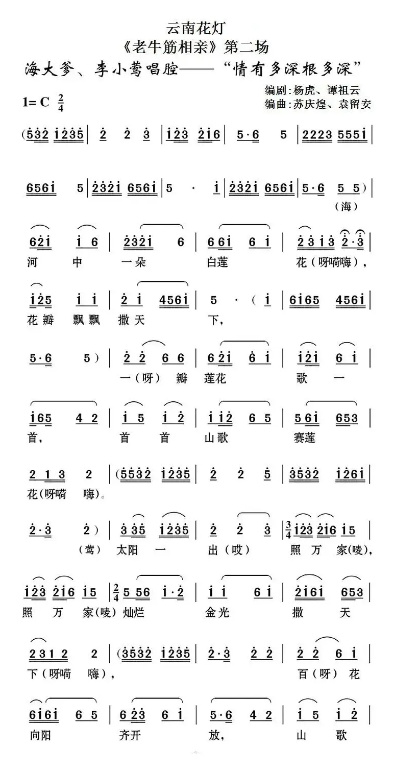 [云南花灯]《老牛筋相亲》第二场：海大爹、李小莺唱腔——“情有多深根多深”