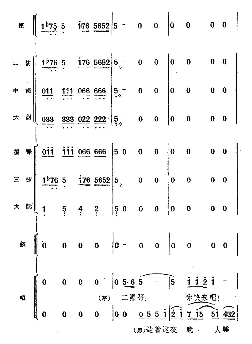 歌剧《小二黑结婚》第二十三曲 怎不见你在这崖畔上（民乐合奏总谱）